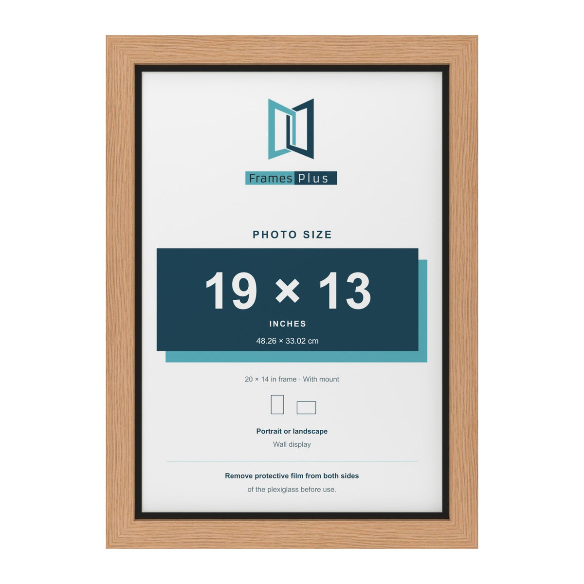 Oak 20 x 14 inch picture frame with a black mount for a 19 x 13 inch photo