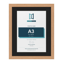 Oak 20 x 16 inch picture frame with a black mount for an A3 photo