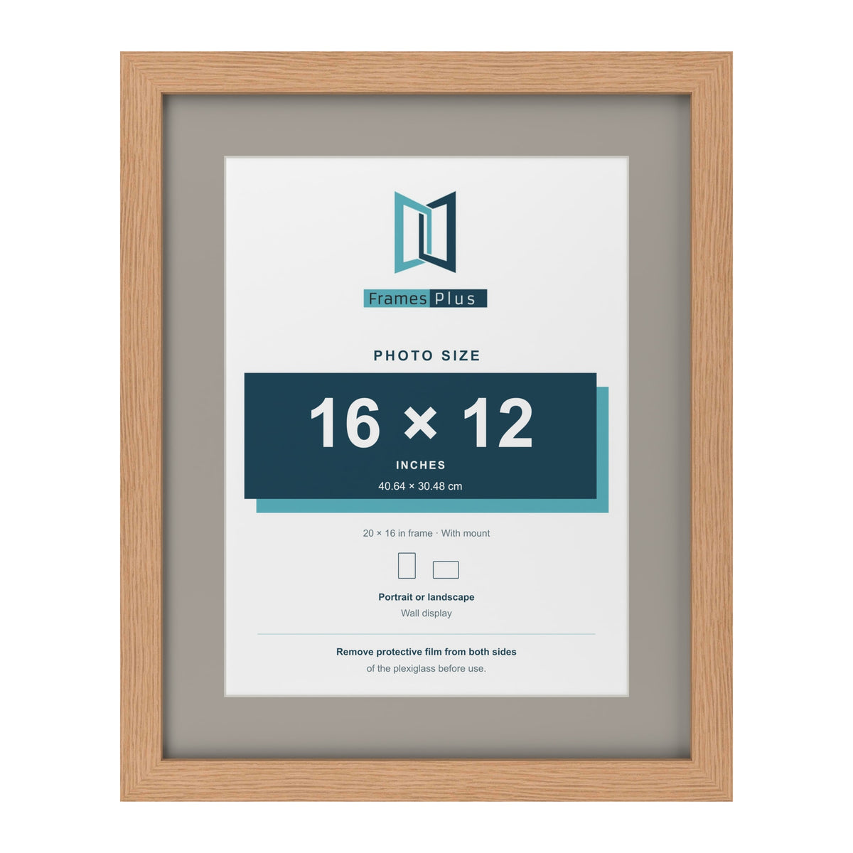 Oak 20 x 16 inch picture frame with a Dawn Grey mount for a 16 x 12 inch photo