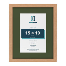 Oak 20 x 16 inch picture frame with a green mount for a 15 x 10 inch photo