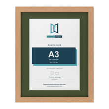 Oak 20 x 16 inch picture frame with a green mount for an A3 photo