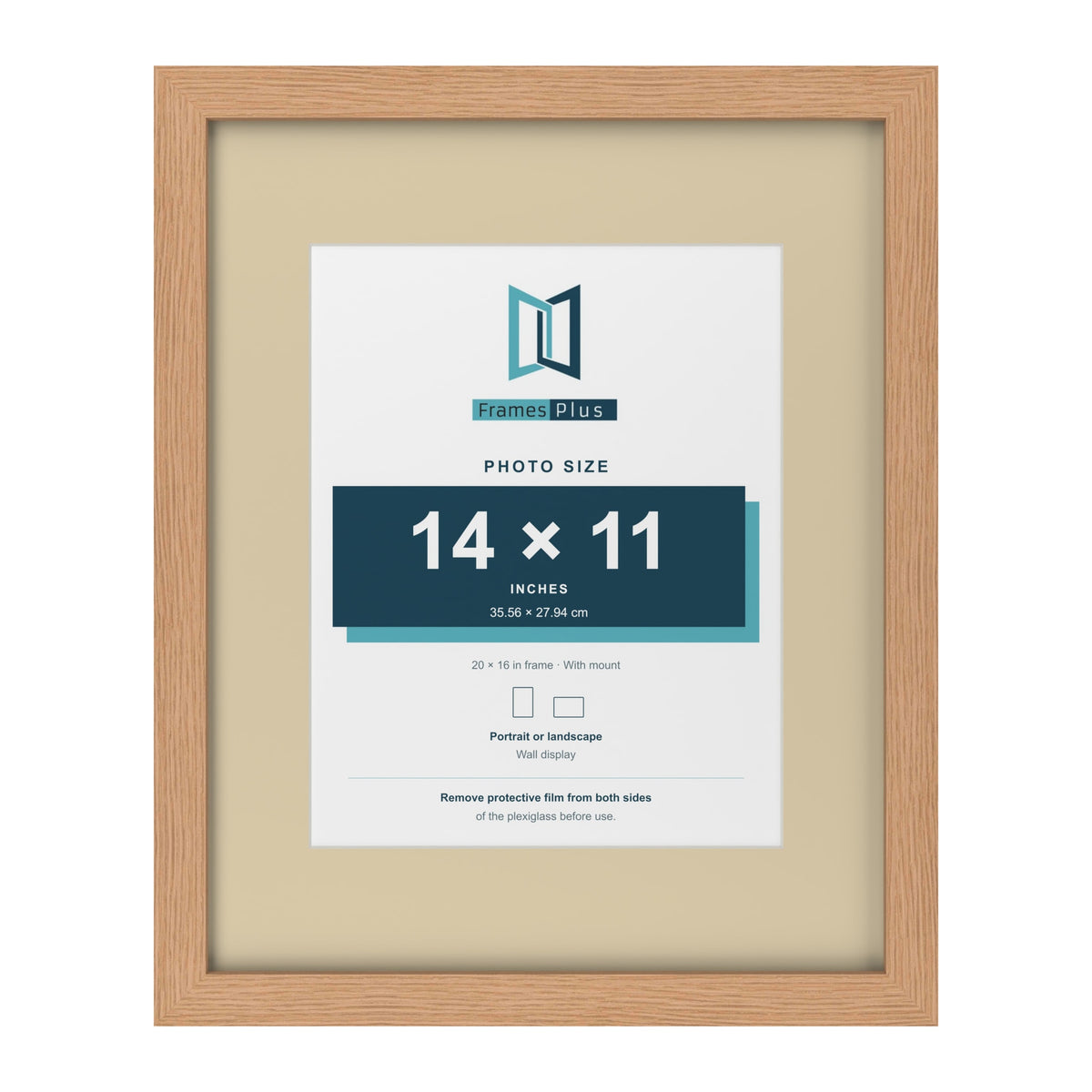 Oak 20 x 16 inch picture frame with an ivory mount for a 14 x 11 inch photo