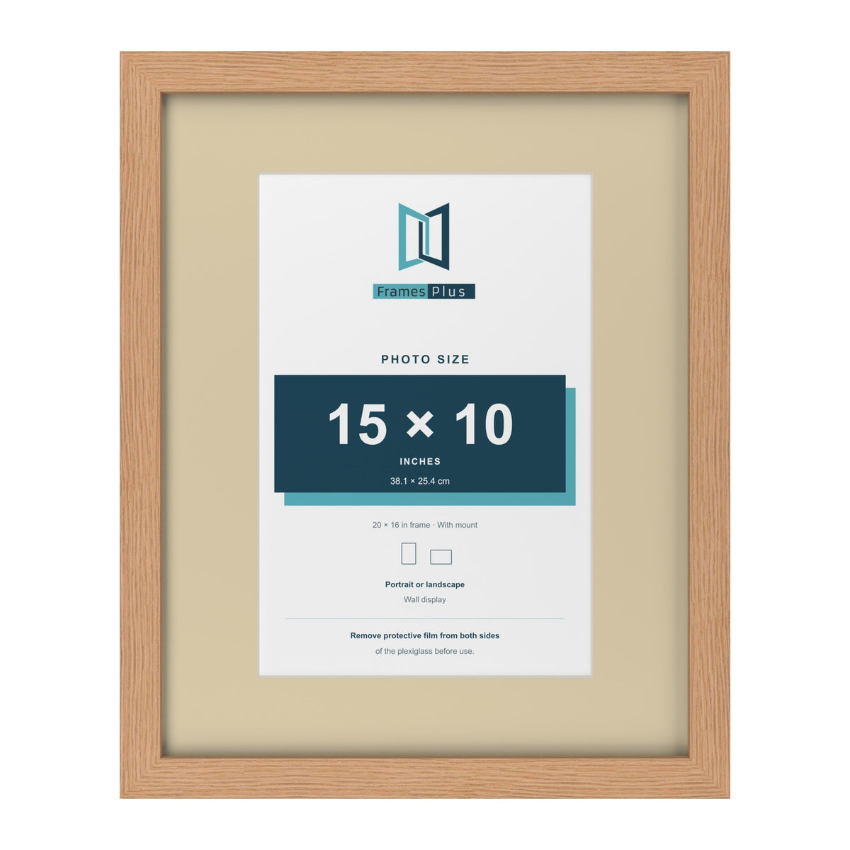Oak 20 x 16 inch picture frame with an ivory mount for a 15 x 10 inch photo