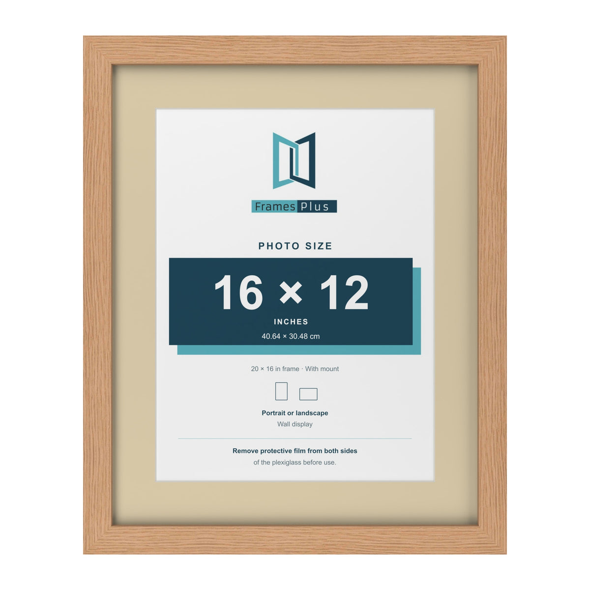 Oak 20 x 16 inch picture frame with an ivory mount for a 16 x 12 inch photo