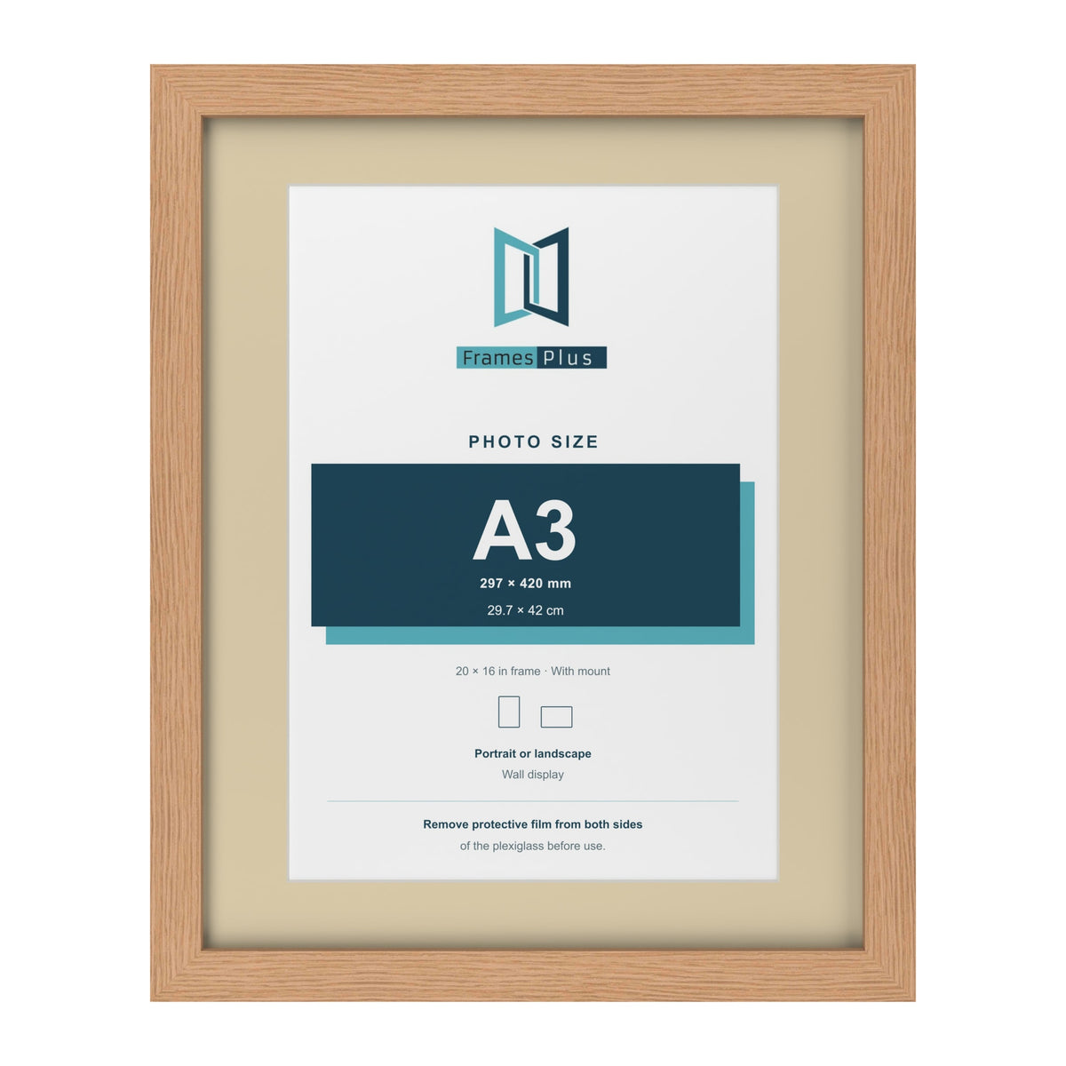 Oak 20 x 16 inch picture frame with an ivory mount for an A3 photo