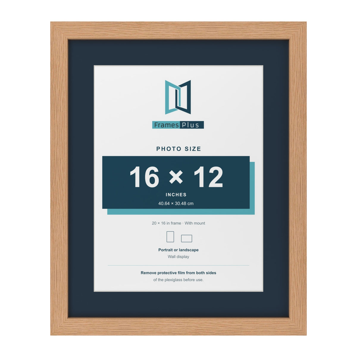 Oak 20 x 16 inch picture frame with a Pacific Blue mount for a 16 x 12 inch photo