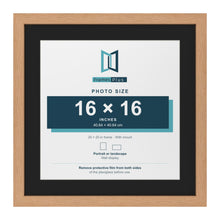 Oak 20 x 20 inch picture frame with a black mount for a 16 x 16 inch photo