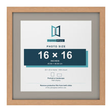 Oak 20 x 20 inch picture frame with a Dawn Grey mount for a 16 x 16 inch photo