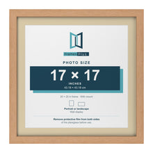 Oak 20 x 20 inch picture frame with an ivory mount for a 17 x 17 inch photo