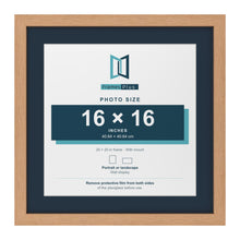 Oak 20 x 20 inch picture frame with a Pacific Blue mount for a 16 x 16 inch photo
