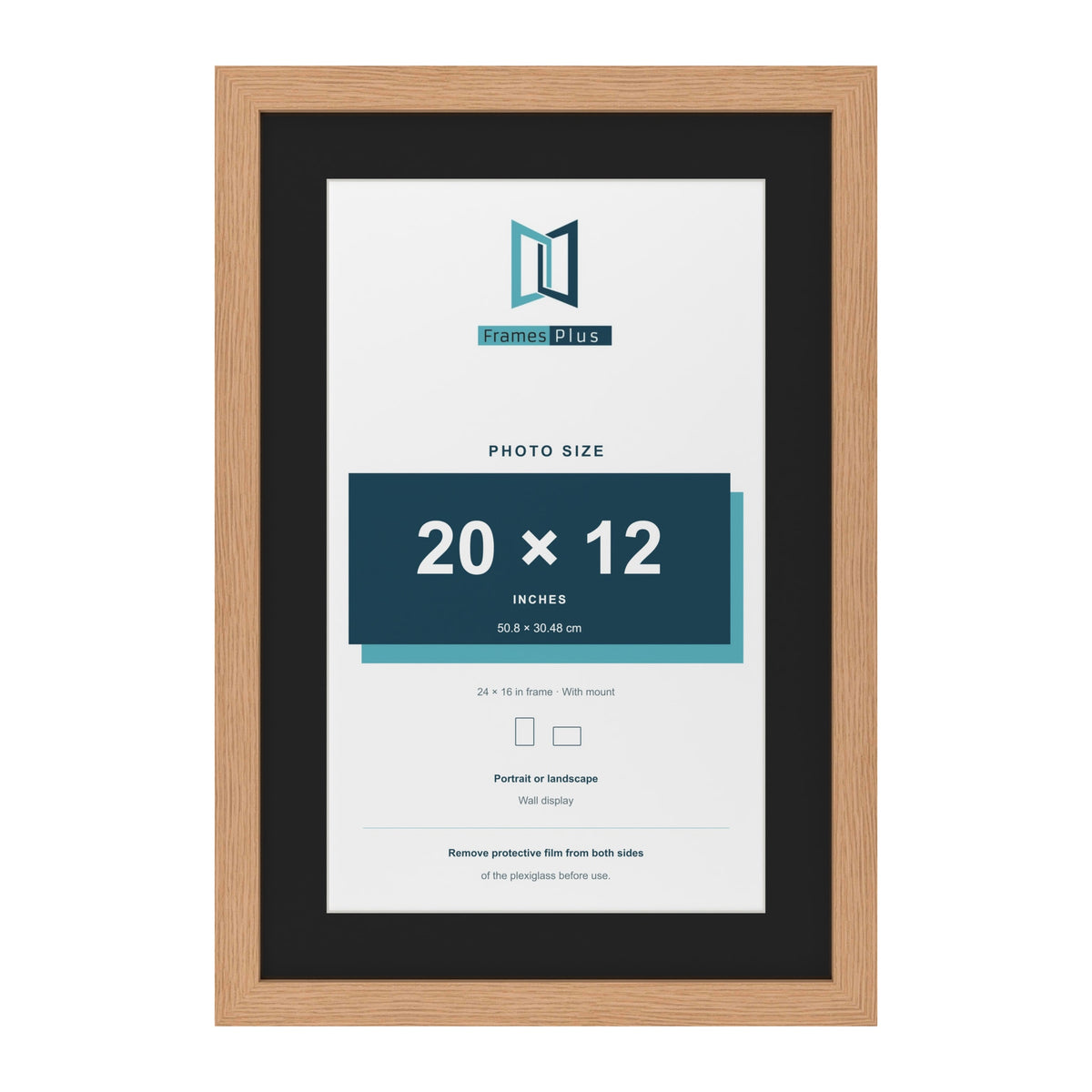 Oak 24 x 16 inch picture frame with a black mount for a 20 x 12 inch photo