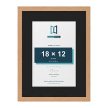 Oak 24 x 18 inch picture frame with a black mount for an 18 x 12 inch photo
