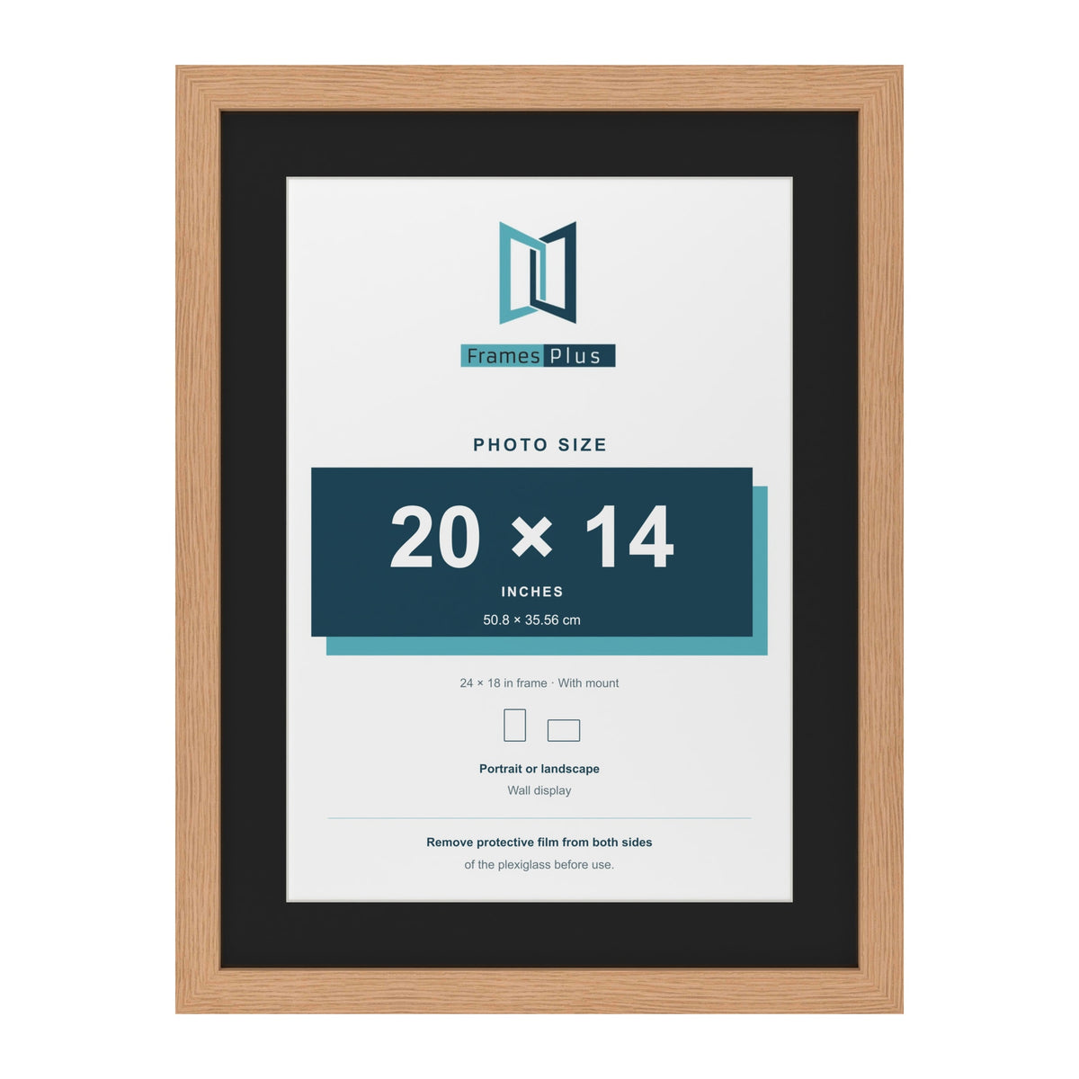 Oak 24 x 18 inch picture frame with a black mount for a 20 x 14 inch photo