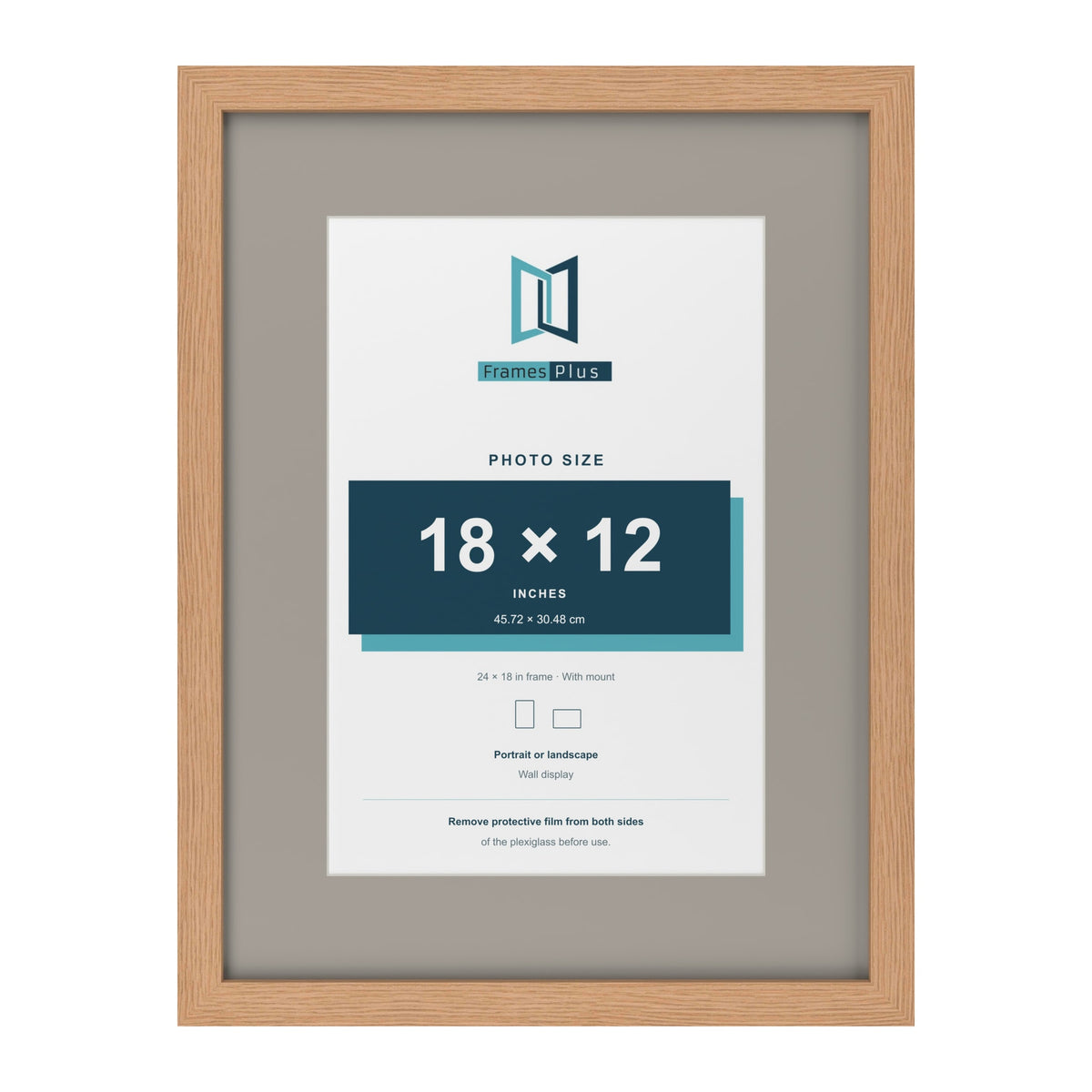 Oak 24 x 18 inch picture frame with a Dawn Grey mount for an 18 x 12 inch photo