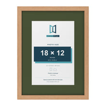 Oak 24 x 18 inch picture frame with a green mount for an 18 x 12 inch photo