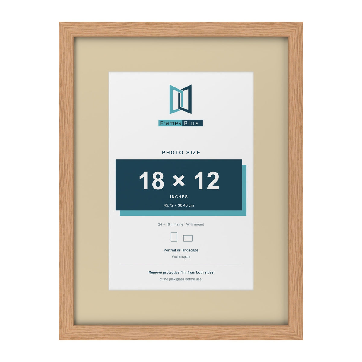 Oak 24 x 18 inch picture frame with an ivory mount for an 18 x 12 inch photo