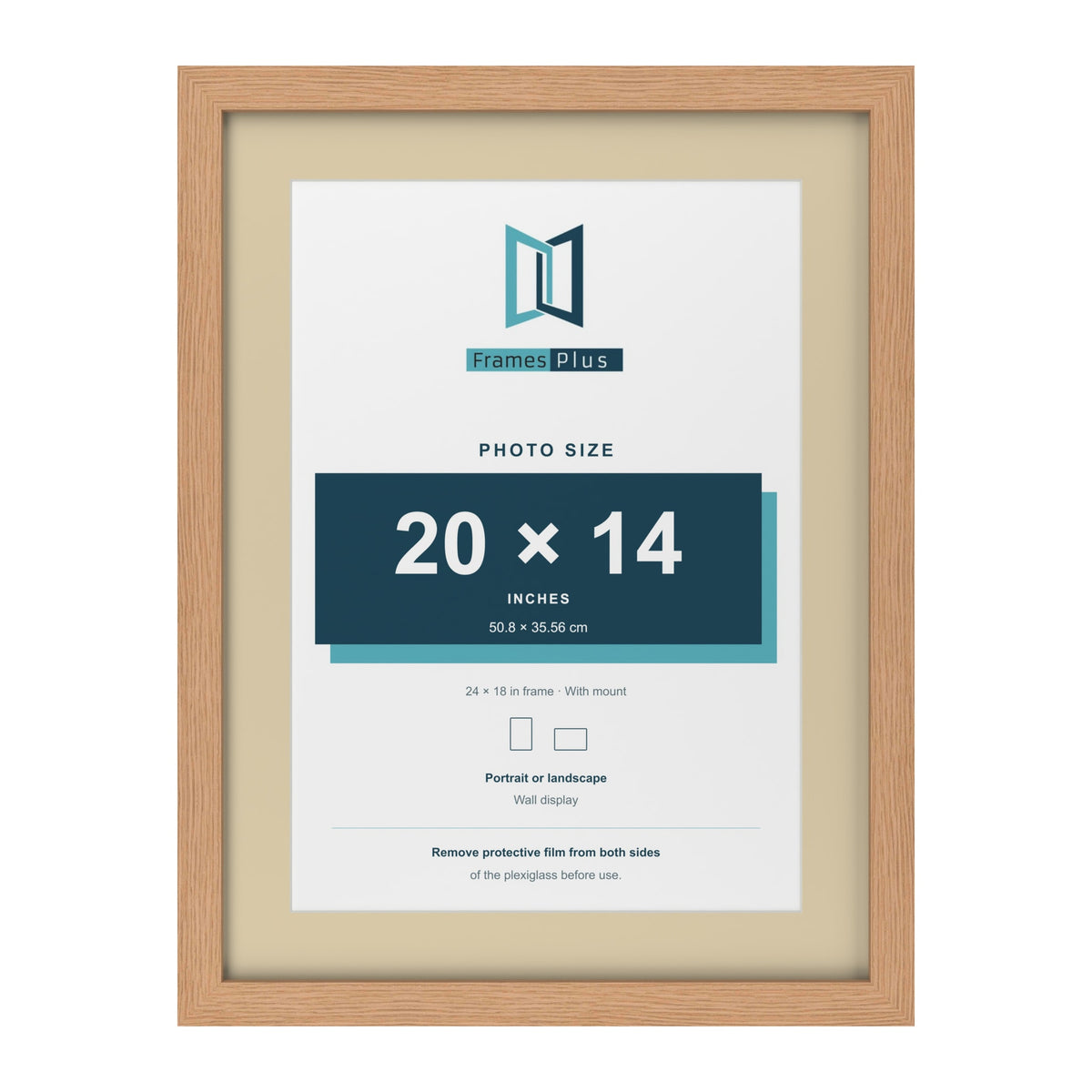 Oak 24 x 18 inch picture frame with an ivory mount for a 20 x 14 inch photo