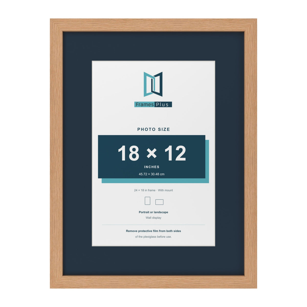 Oak 24 x 18 inch picture frame with a Pacific Blue mount for an 18 x 12 inch photo