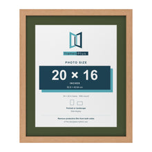 Oak 24 x 20 inch picture frame with a green mount for a 20 x 16 inch photo