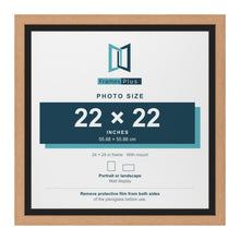 Oak 24 x 24 inch picture frame with a black mount for a 22 x 22 inch photo