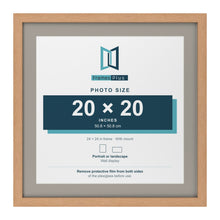 Oak 24 x 24 inch picture frame with a Dawn Grey mount for a 20 x 20 inch photo