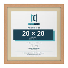 Oak 24 x 24 inch picture frame with an ivory mount for a 20 x 20 inch photo