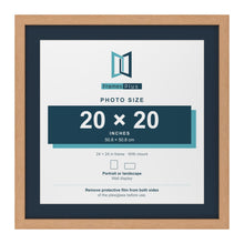 Oak 24 x 24 inch picture frame with a Pacific Blue mount for a 20 x 20 inch photo