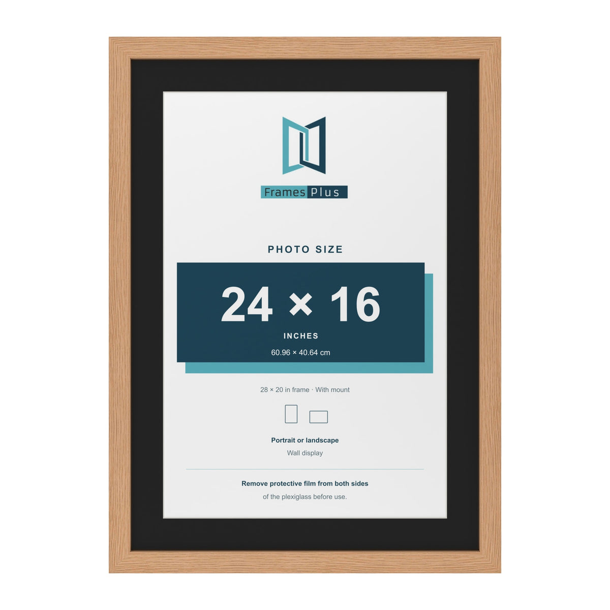 Oak 28 x 20 inch picture frame with a black mount for a 24 x 16 inch photo