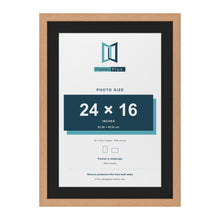 Oak 28 x 20 inch picture frame with a black mount for a 24 x 16 inch photo
