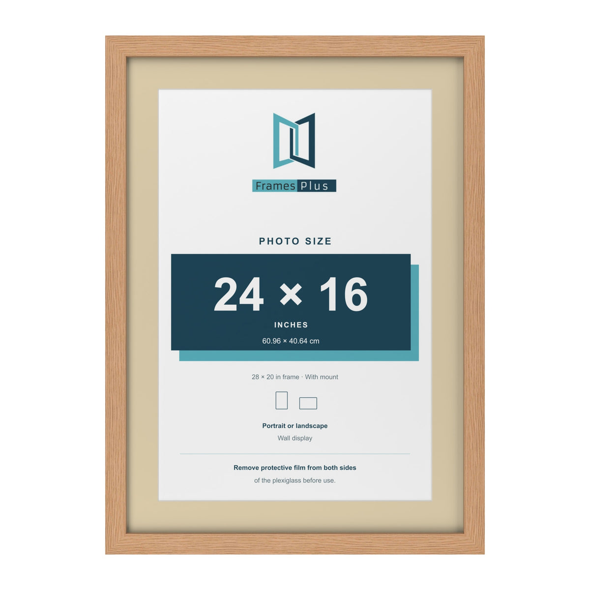 Oak 28 x 20 inch picture frame with an ivory mount for a 24 x 16 inch photo