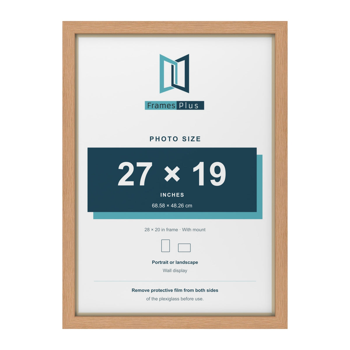 Oak 28 x 20 inch picture frame with an ivory mount for a 27 x 19 inch photo