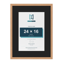 Oak 32 x 24 inch picture frame with a black mount for a 24 x 16 inch photo
