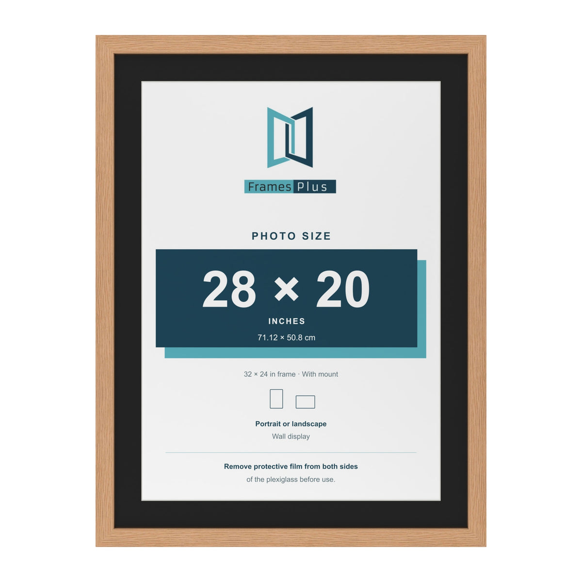 Oak 32 x 24 inch picture frame with a black mount for a 28 x 20 inch photo