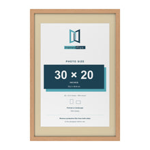 Oak 36 x 24 inch picture frame with an ivory mount for a 30 x 20 inch photo