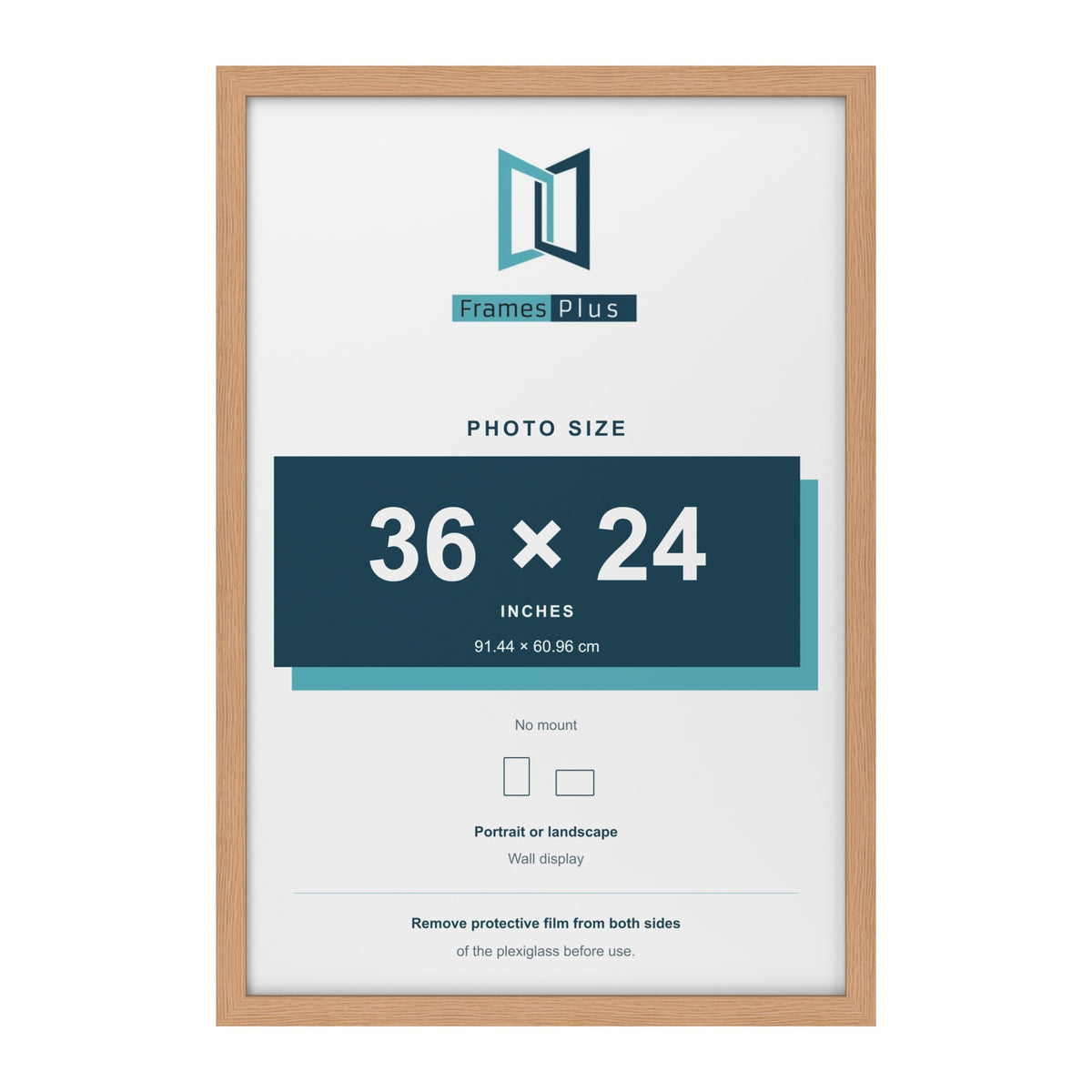 Oak picture frame for a 36 x 24 inch photo