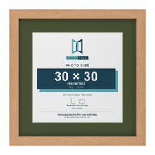 Oak 40 x 40 cm picture frame with a green mount for a 30 x 30 cm photo