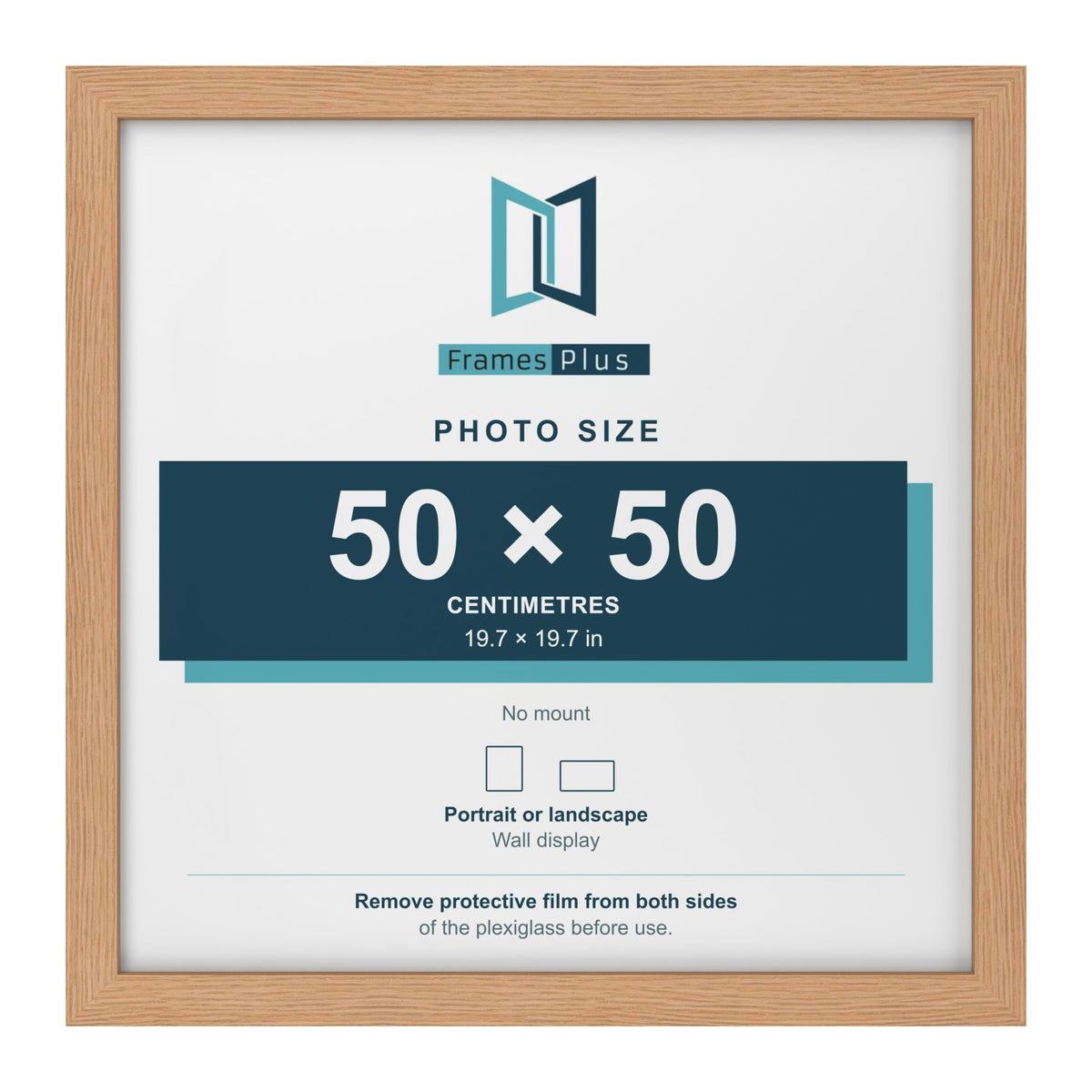Oak picture frame for a 50 x 50 cm photo