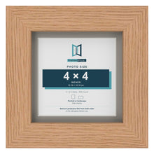 Oak 5 x 5 inch picture frame with a Dawn Grey mount for a 4 x 4 inch photo