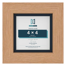 Oak 5 x 5 inch picture frame with a Pacific Blue mount for a 4 x 4 inch photo