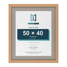 Oak 60 x 50 cm picture frame with a Dawn Grey mount for a 50 x 40 cm photo