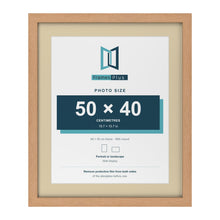 Oak 60 x 50 cm picture frame with an ivory mount for a 50 x 40 cm photo