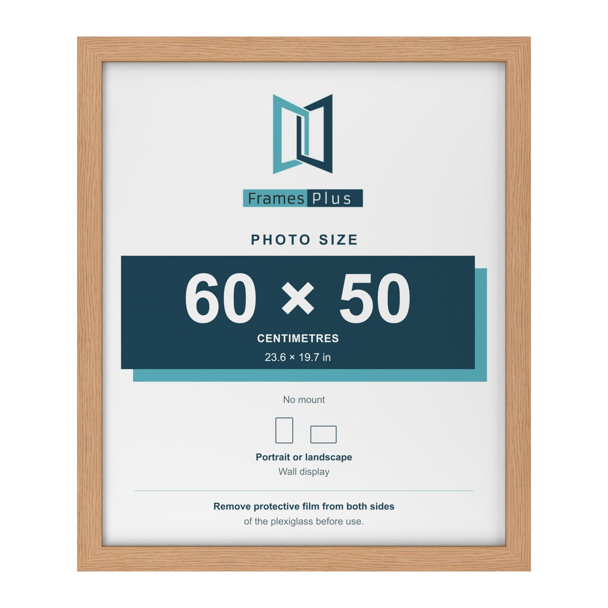 Oak picture frame for a 60 x 50 cm photo