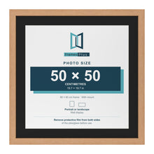 Oak 60 x 60 cm picture frame with a black mount for a 50 x 50 cm photo