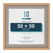 Oak 60 x 60 cm picture frame with a Dawn Grey mount for a 50 x 50 cm photo