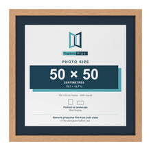 Oak 60 x 60 cm picture frame with a Pacific Blue mount for a 50 x 50 cm photo