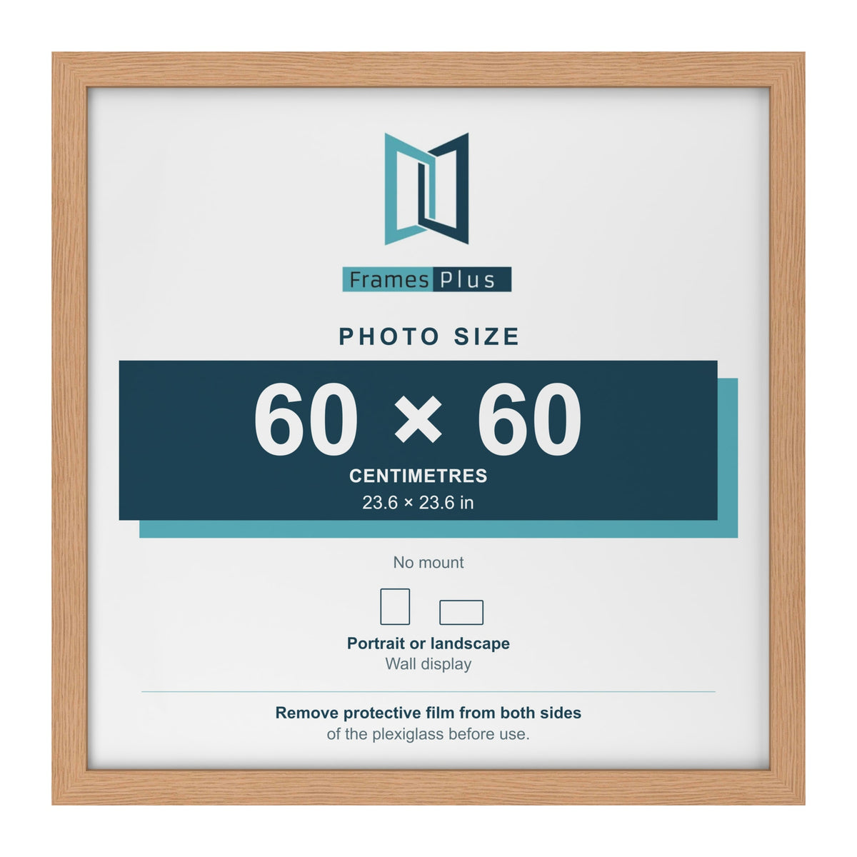 Oak picture frame for a 60 x 60 cm photo