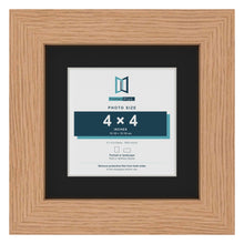 Oak 6 x 6 inch picture frame with a black mount for a 4 x 4 inch photo
