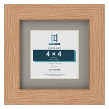 Oak 6 x 6 inch picture frame with a Dawn Grey mount for a 4 x 4 inch photo