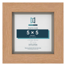 Oak 6 x 6 inch picture frame with a Dawn Grey mount for a 5 x 5 inch photo