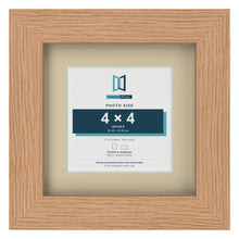 Oak 6 x 6 inch picture frame with an ivory mount for a 4 x 4 inch photo